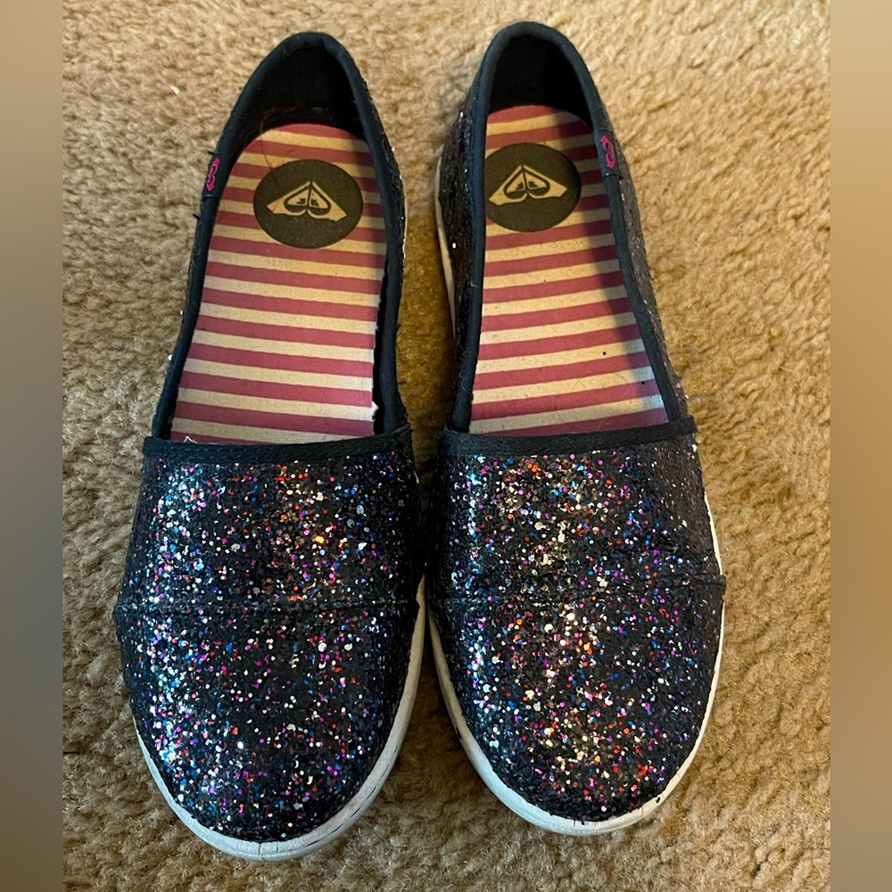 Glitter Roxy slip on shoes, women’s size 7.5